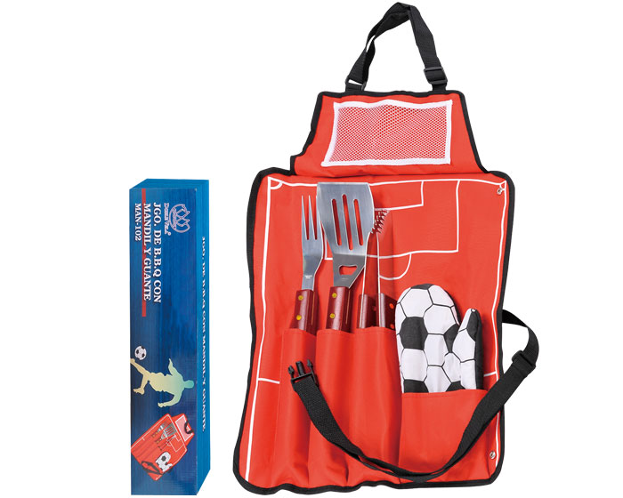 Mandil PROMOCIONAL con utensilios para B.B.Q. B03-MAN102