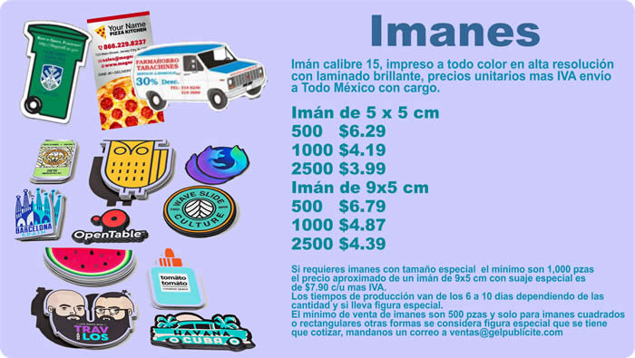 Lista de precios imanes publicitario Gelpublicite 2021, post creado 28 de Enero de 2021