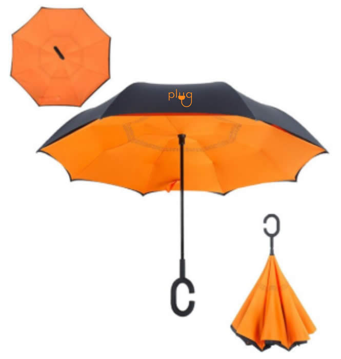 Paraguas invertido, paraguas diferente para regalar, paraguas novedoso, paraguas personalizado, venta mexico paraguas publicitarios
