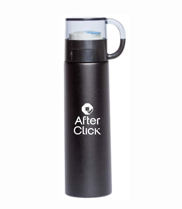 TERMO CON TAPA QUE ES UNA TAZA, PARA PERSONALIZAR CON TU LOGOTIPO